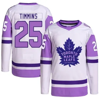 Men's Conor Timmins Toronto Maple Leafs Hockey Fights Cancer Primegreen Jersey - White/Purple Authentic